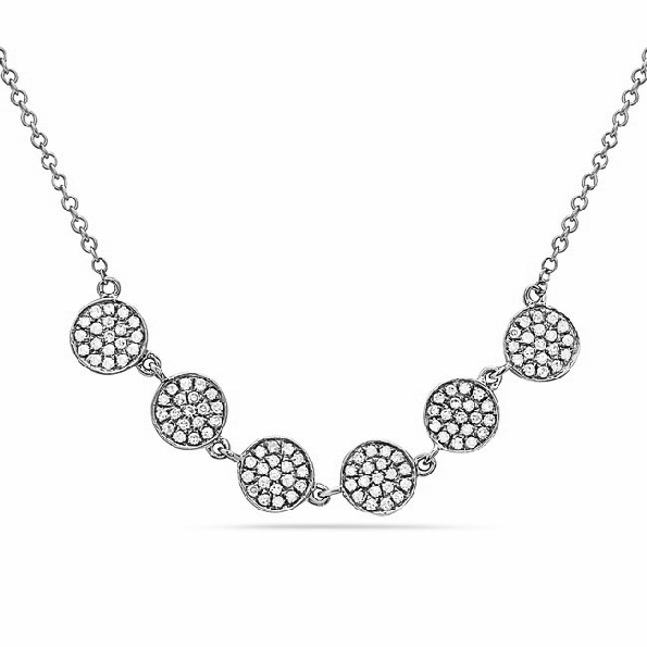 0.27ctw Diamond Multi Disc Pave Set 14K White Gold Necklace by Bassali Jewellery - 16-18 Inch