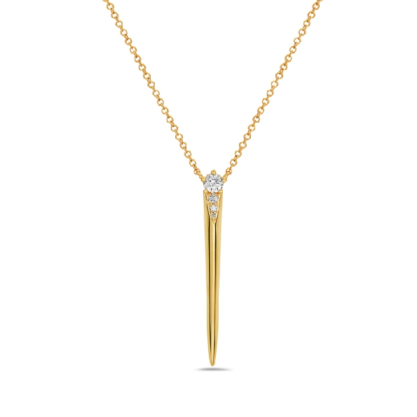 0.17ctw Diamond Stiletto Drop 14K Yellow Gold Necklace by Bassali Jewellery - 16-18 Inch