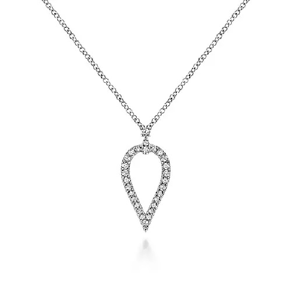 0.18ctw Diamond Inverted Teardrop 14K White Gold Necklace from the Lusso Collection by Gabriel & Co. - Serial No. S1411536