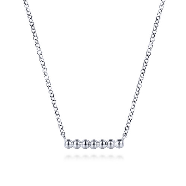 Beaded Bar Sterling Silver with Adjustable 17.5 Inch Necklace from the Bujukan Collection by Gabriel & Co. - Serial No. S1423141