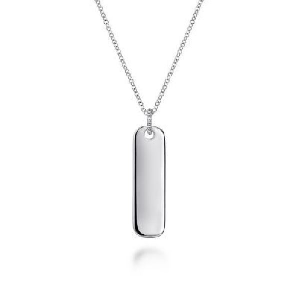 Brushed Rectangle with Beaded Bail Sterling Silver Pendant with 17.5 Inch Adjustable Chain from the Bujukan Collection by Gabriel & Co. - Serial No. S1423137