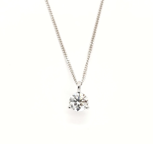 0.30ct Round Lazare Kaplan Diamond VS1 Clarity; G Colour Three Prong Solitaire 18K White Gold Pendant and Chain