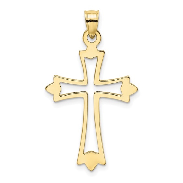 Polished Cut-out Design Cross 10K Yellow Gold Pendant