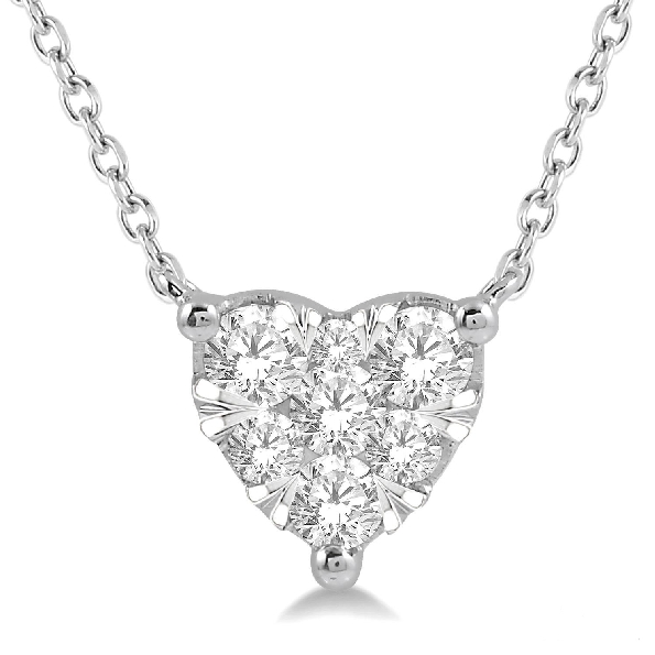 0.25ctw Diamond SI Clarity; GH Colour Love Bright Heart Solitaire 14K White Gold Pendant and Chain - 18 Inch