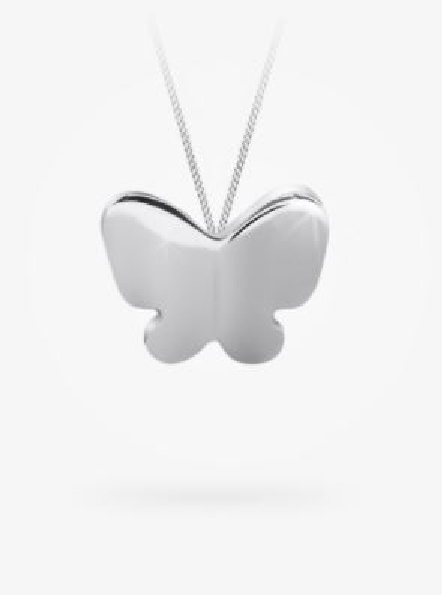 Small Plain Butterfly Sterling Silver Pendant with 14 Inch Chain from the BFly Collection