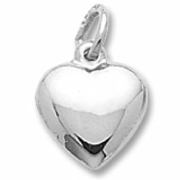 Large Puffed Heart Sterling Silver Pendant