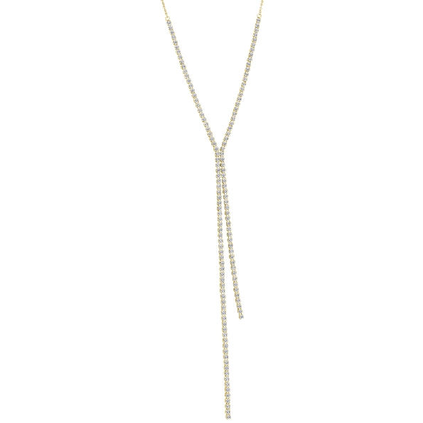 Double Strand 1.75ctw Diamonds; I1-I2 Clarity; GHI Colour 14K Yellow Gold Featherbright Lariat Necklace - 20 Inch Adjustable - Made In Canada