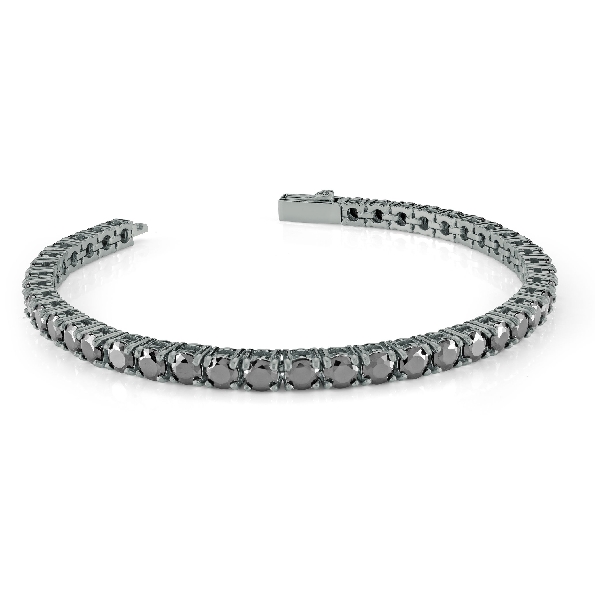 Stainless Steel with Gunmetal Ion Plating Tennis Bracelet with Black Cubic Zirconia by Italgem Steel - 7.25 Inch