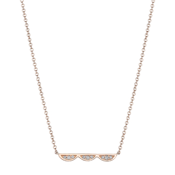 0.05ctw Diamond Three Crescent Bar 14K Rose Gold Necklace by Tacori - Serial No. 2186831