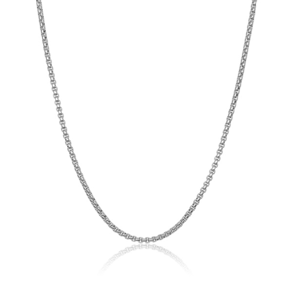 24 Inch Polished 2.5mm Round Box Stainless Steel Chain by Italgem Steel