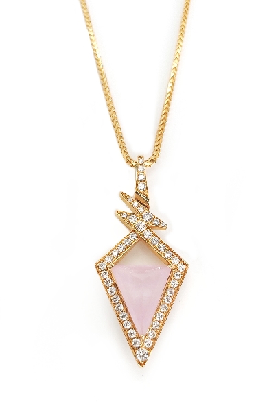 Stephen Webster Lady Stardust Crystal Haze Bolt Necklace 0.42ctw Diamond VS1 Clarity; GH Colour with Pink Opal and Clear Quartz 18K Rose Gold - 17 Inch