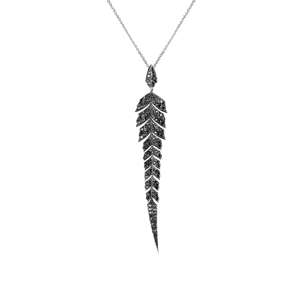 Stephen Webster Magnipheasant Pave Pendant 1.74ctw Black Diamond 18K White Gold with 30 Inch Chain