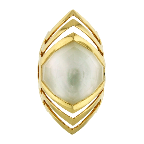 Lady Stardust Crystal Haze White Mother of Pearl with Clear Quartz 18K Yellow Gold Ring by Stephen Webster - Size 7 - 30% Off - Final Sale