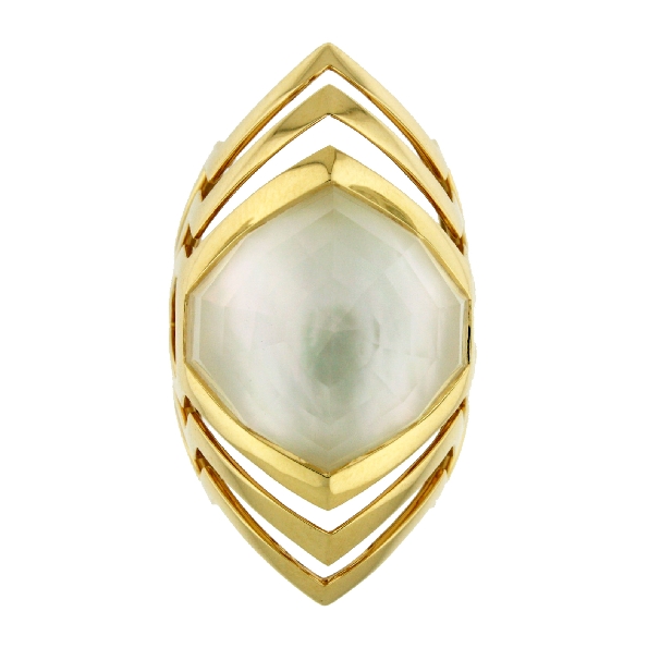 Lady Stardust Crystal Haze Assembled White Mother of Pearl with Clear Quartz 18K Yellow Gold Ring by Stephen Webster - Size 7 - 25% Off - Final Sale