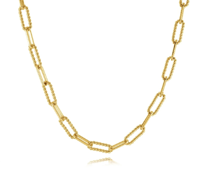 Stainless Steel with Yellow Gold Ion Plating Mixed High Polished and Twisted Oval Link Chain by Italgem Steel - 18 Inch