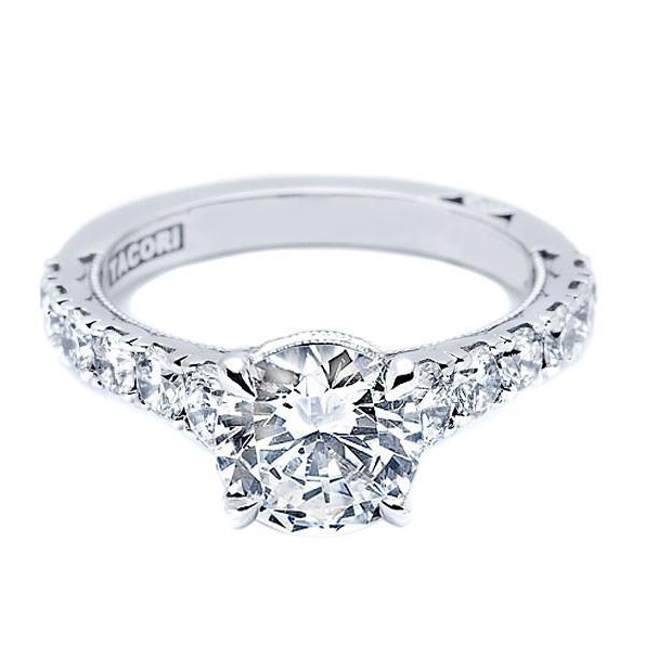 34-2.5 RD 6.5 W - 1.05ctw Diamond VS Clarity; G Colour 1/2 Way Graduated Sculpted with Cubic Zirconia Centre Clean Crescent 18K White Gold Ring Mount by Tacori - Serial No. 151644