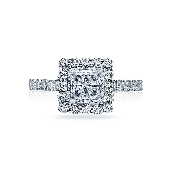 37-2 PR 4.5 W - 0.66ctw Diamond VS Clarity; G Colour Set with Princess Cut Cubic Zirconia Centre 1/2 Way Full Bloom Tacori 18K White Gold Ring Mount  - Serial No. 157717 - Tacori Vault 50% Off - Limited Availability