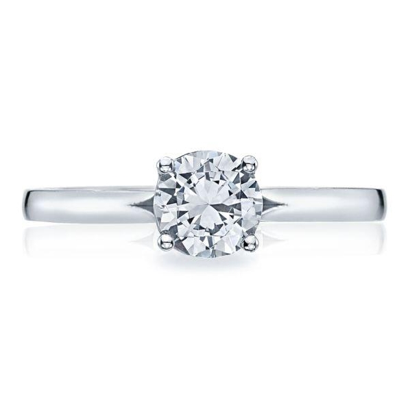 50 RD 6 W - Sculpted Crescent Solitaire with Cubic Zirconia Centre 18K White Gold Ring from Tacori - Serial No. 366367