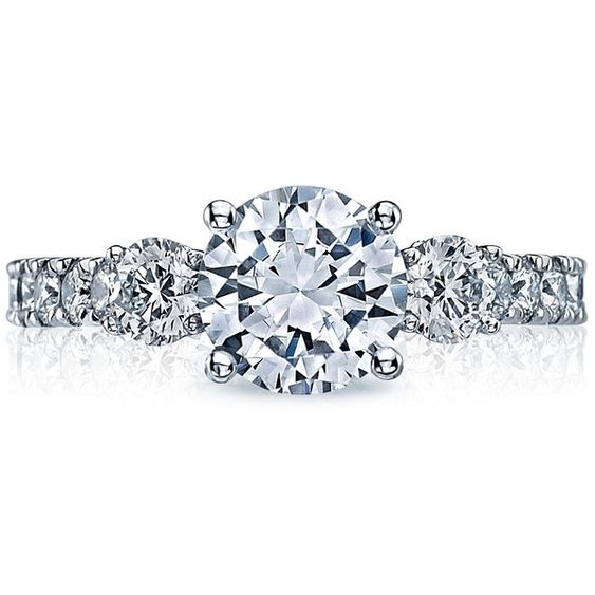 31-2 RD 6 - 0.75ctw Diamond VS Clarity; G Colour with Cubic Zirconia Centre Clean Crescent Platinum Tacori Three Stone Sculpted 1/2 Way Ring - Serial No. 189204 - Tacori Vault 50% Off - Limited Availability