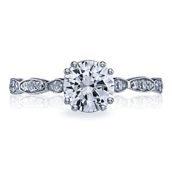 57-2 RD 5 W - 0.16ctw Diamond VS Clarity; G Colour Marquise Shape Band Empty Centre 1/2 Way Sculpted 18K White Gold Tacori Ring  - Serial No. 222621 - Tacori Vault 50% Off - Limited Availability