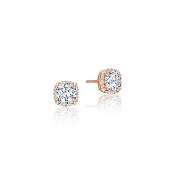 0.16ctw Diamond VS Clarity; G Colour set Cubic Zirconia Centre Dantela Bloom 18K Pink Gold Stud Earrings by Tacori - Serial No. 284591