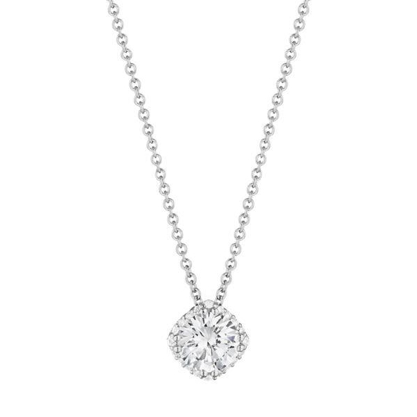 0.08ctw Diamond VS Clarity; G Colour set with Cubic Zirconia Centre Dantela Bloom 18K White Gold Pendant with Chain by Tacori - Serial No. 293646
