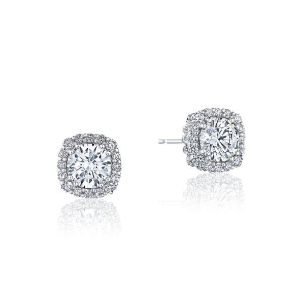 0.54ctw Diamond VS Clarity; G Colour set Cubic Zirconia Centre Full Bloom 18K White Gold Stud Earrings by Tacori - Serial No. 322461
