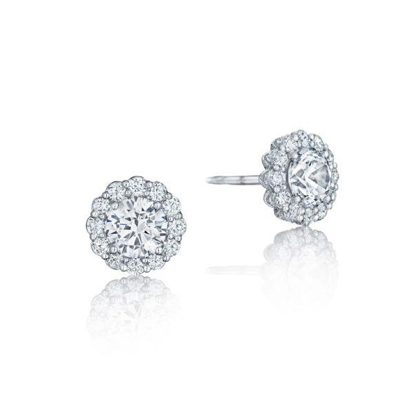 0.54ctw Diamond VS Clarity; G Colour set Cubic Zirconia Centre Full Bloom 18K White Gold Stud Earrings by Tacori - Serial No. 322462