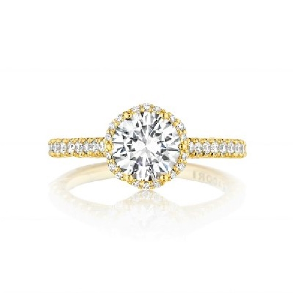 HT2547 RD 7 Y - 0.50ctw Diamond VS Clarity G Colour set with Cubic Zirconia Centre Petite Crescent Tacori 18K Yellow Gold Ring Mount - Serial No. 322471