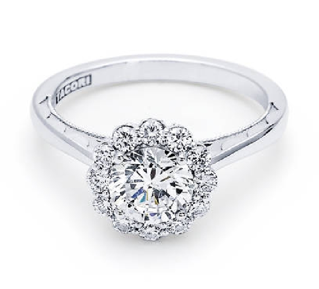 55-2 RD 6.5 W - 0.42ctw Diamond VS Clarity; G Colour with Cubic Zirconia Centre Full Bloom 1/2 Way Sculpted Crescent Design 18K White Gold Ring by Tacori - Serial No. 350083