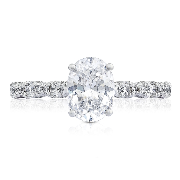 HT 2558 OV 8X 6 W - 0.39ctw Diamond VS Clarity G Colour set with Cubic Zirconia Centre Petite Crescent Marquise Shapes 18K White Gold Tacori Ring Mount - Serial No. 352253