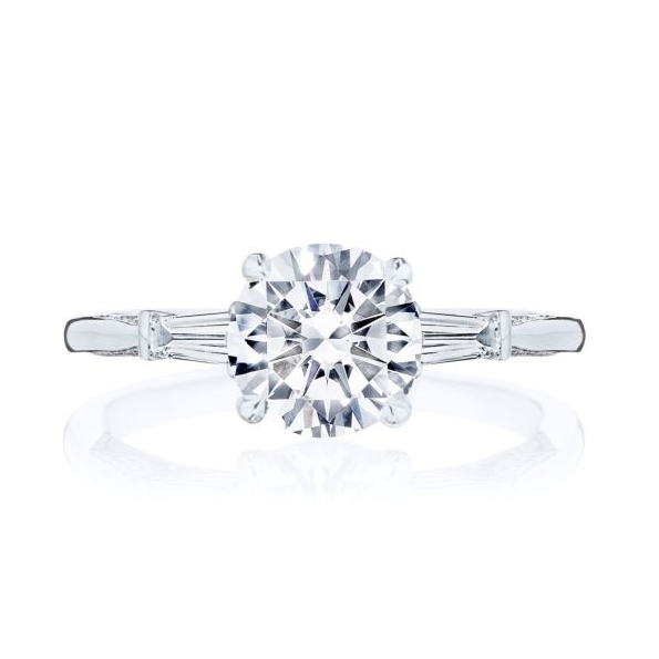 2669 RD 6 W - 0.35ctw Tapered Baguette Diamond Shoulders VS Clarity; G Colour set with Round Cubic Zirconia Centre Simply Tacori 18K White Gold Ring - Serial No. 519856
