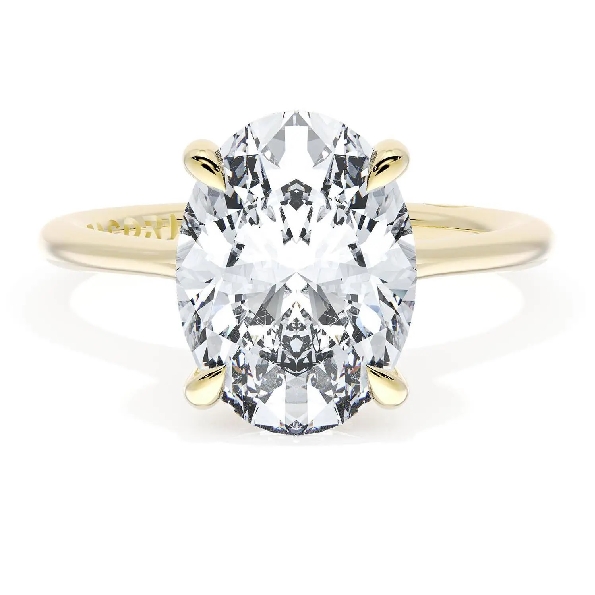 HT 2584 OV 10X7.5 Y - 0.04ctw Diamond VS Clarity; G Colour Oval Cubic Zirconia Centre with Pave Crescent Signature Design Founders Solitaire 18K Yellow Gold Ring by Tacori - Serial No. 621046