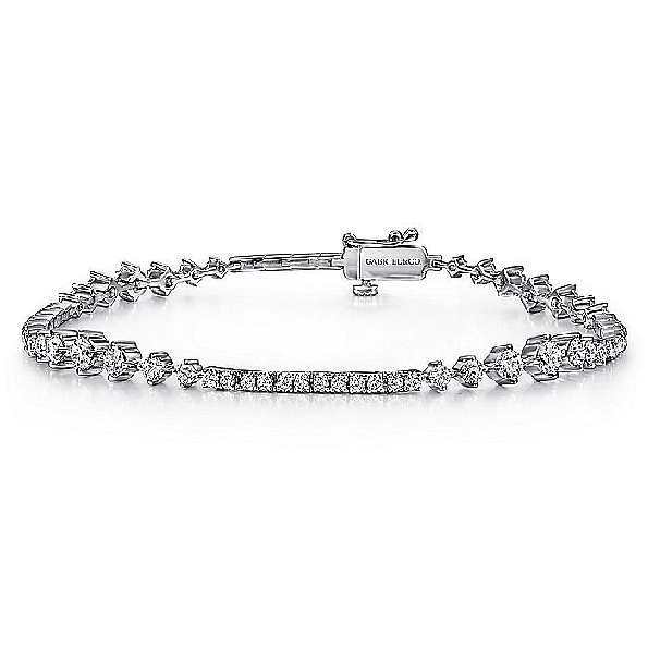 2.02ctw Diamond SI2+ Clarity; Faint Colour Graduated Line 14K White Gold Bracelet from the Lusso Collection by Gabriel & Co. - Serial No. S1751086