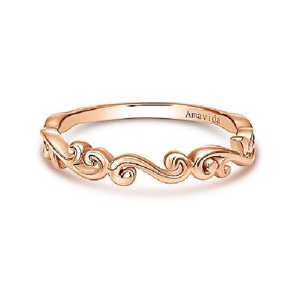 Scroll Design 18K Rose Gold Band by Gabriel & Co. - Serial No. S1041361