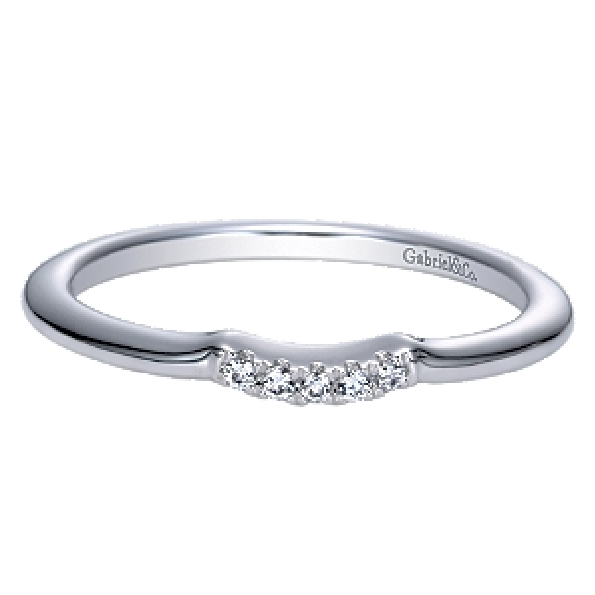 0.04ctw Diamond SI2 Clarity; GH Colour Contoured 14K White Gold Band by Gabriel & Co. - Serial No. S1041362