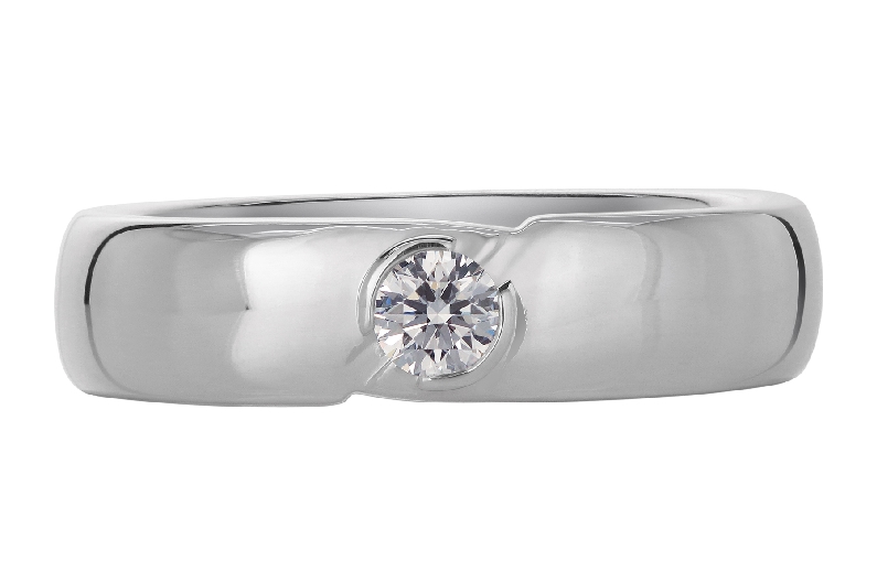 0.22ct Round Diamond VS1 Clarity; E Colour Claremont Twins Gents 18K White Gold Band by Lazare Kaplan - Size 10