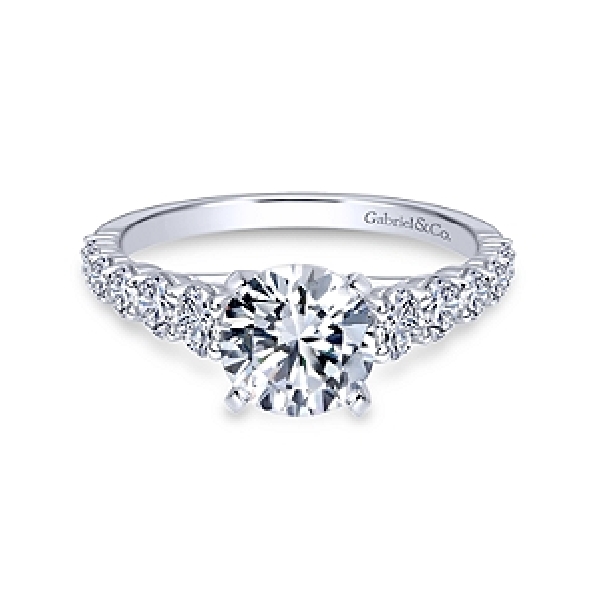 Solitaire with Graduated Diamond Shoulders Alloy Sample Ring Mount by Gabriel & Co. - ER11737R6ALZJJ