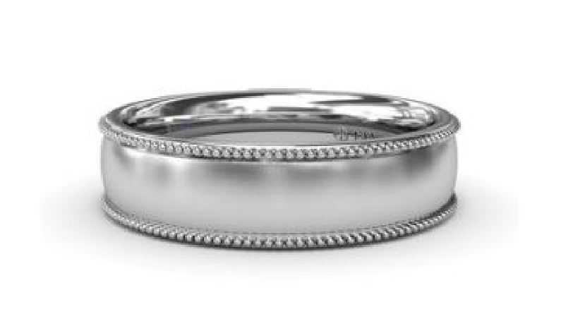 M1016/CZ/WG - Sandblast Finish with Grooved Accent Men s Wedding Band Alloy Sample by Fana