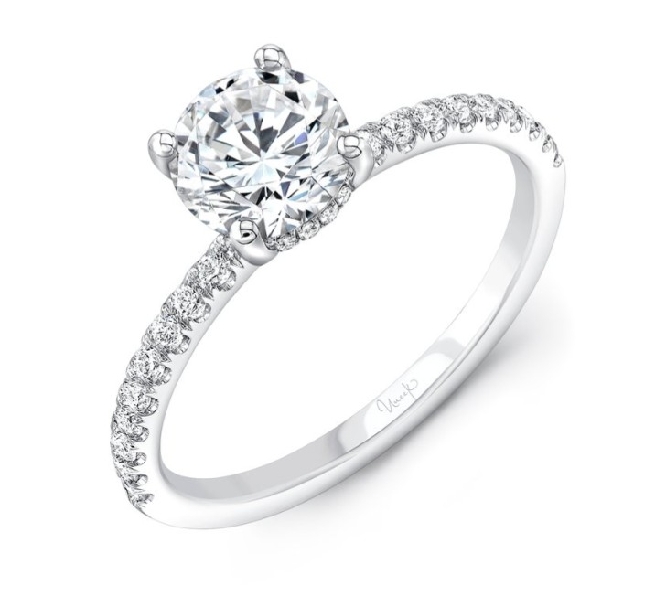 Round Centre Hidden Halo with Accented Band 360 Solitaire Alloy Sample Ring Mount from the Timeless Collection by Uneek - R021RDU