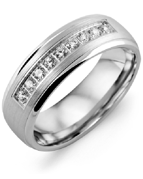 7mm Brushed with Diamonds Alloy Sample - Price for 10K White Gold