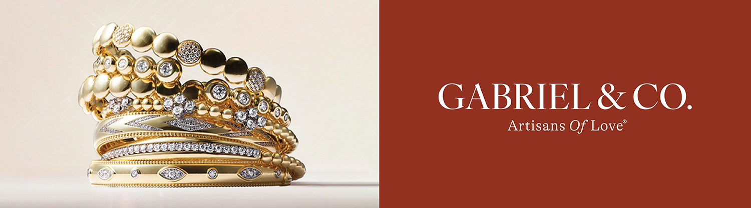 image of stacked braclets next to the text Gabriel & Co Bracelets - Artisans of Love